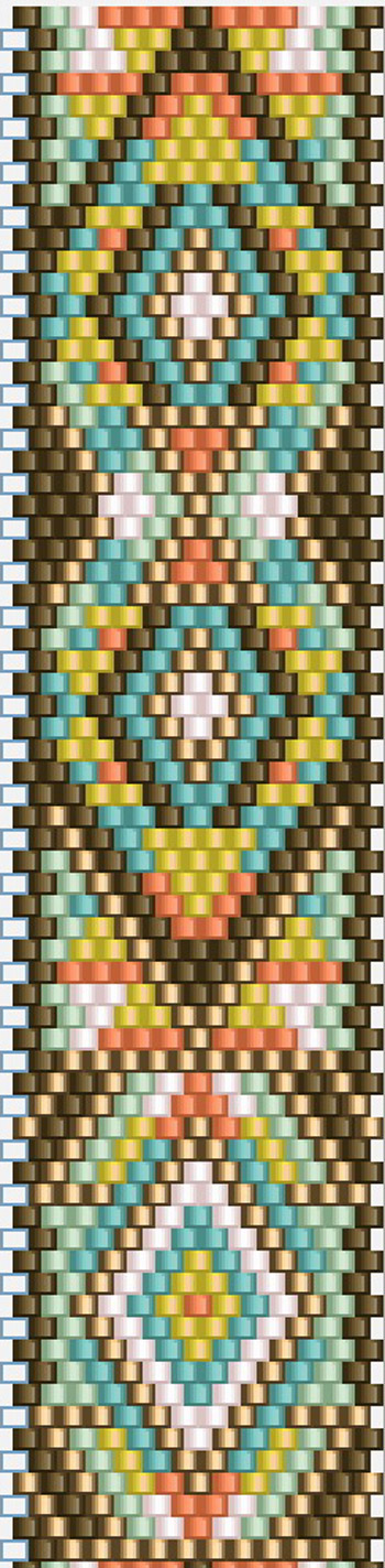 Schéma Bracelet bangle DIY ethnique en tissage peyote circulaire avec des perles de verre Miyuki Delicas